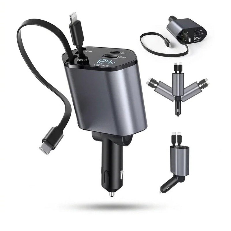 Multi Port Car Charger with multiple charging connectors