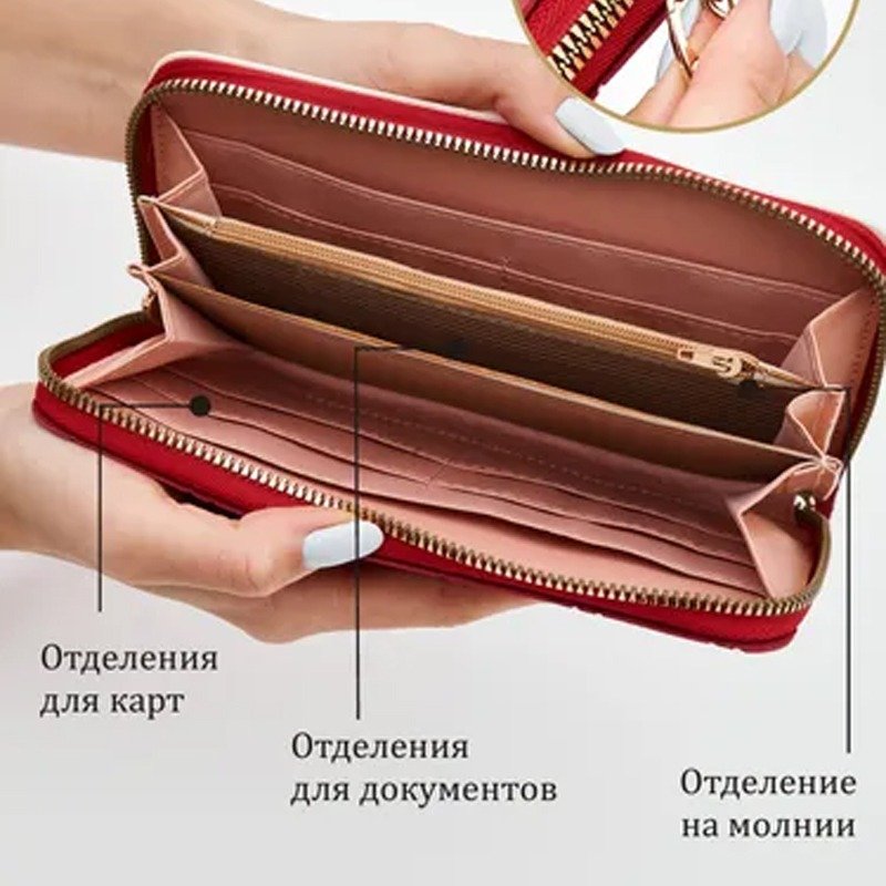 Women Wristlet Wallet – Checkered Zip Around Long Purse with Strap - Image 10