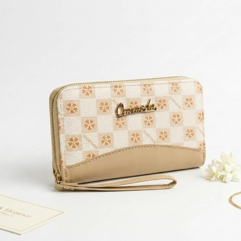 Women Wristlet Wallet – Checkered Zip Around Long Purse with Strap - Image 6