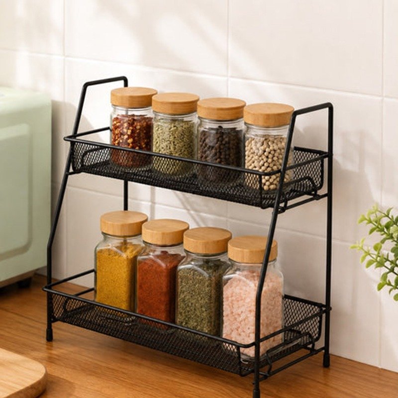 2 Tier Spice Rack Organizer for kitchen countertop
