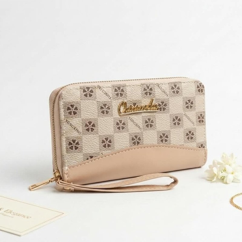 Women Wristlet Wallet – Checkered Zip Around Long Purse with Strap - Image 8