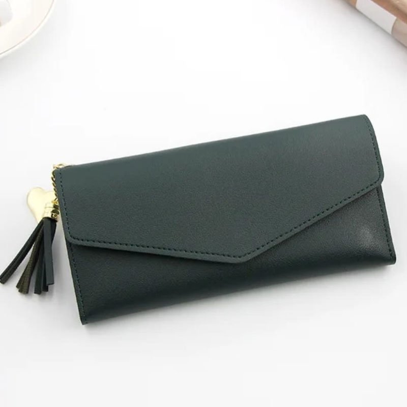 Grey Envelope Clutch Wallet for Women with Tassel - Image 4