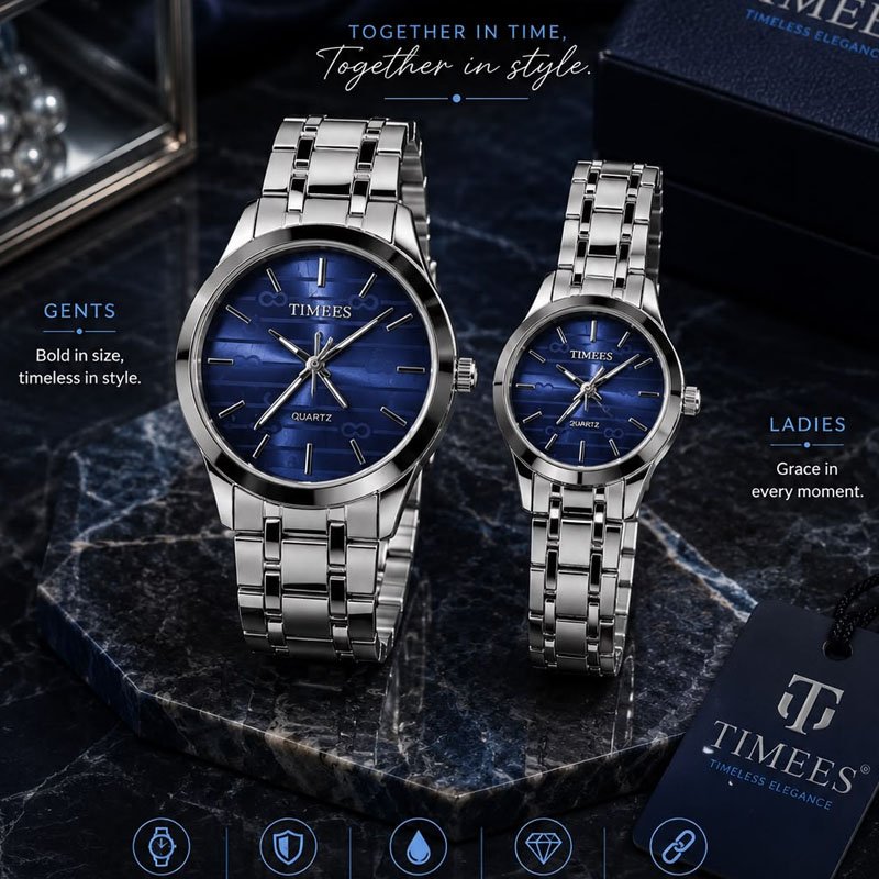 TIMEES Couple Watches for Men & Women – Premium Stainless Steel Quartz Watch Set - Image 5
