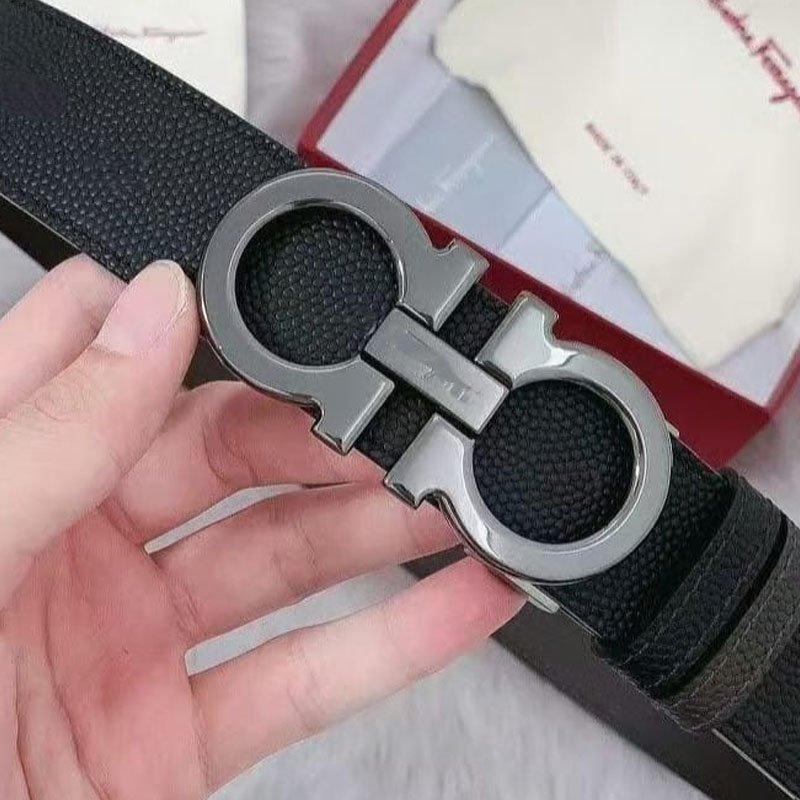 Ferragamo Men's | Leather Belt | Formal Men's Belt | Original Double Buckle | High Quality - Image 3