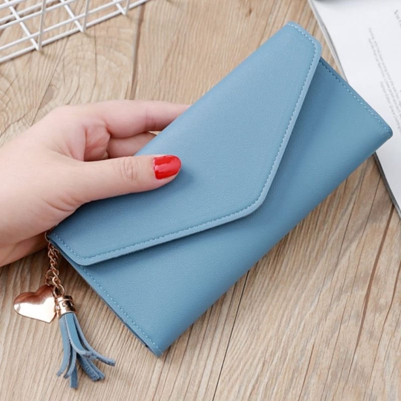 Grey Envelope Clutch Wallet for Women with Tassel - Image 5