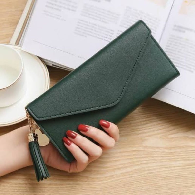 Grey Envelope Clutch Wallet for Women with Tassel - Image 6