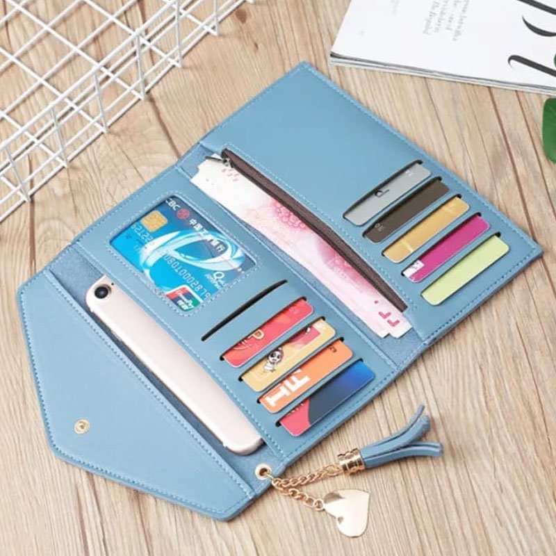 Grey Envelope Clutch Wallet for Women with Tassel - Image 7