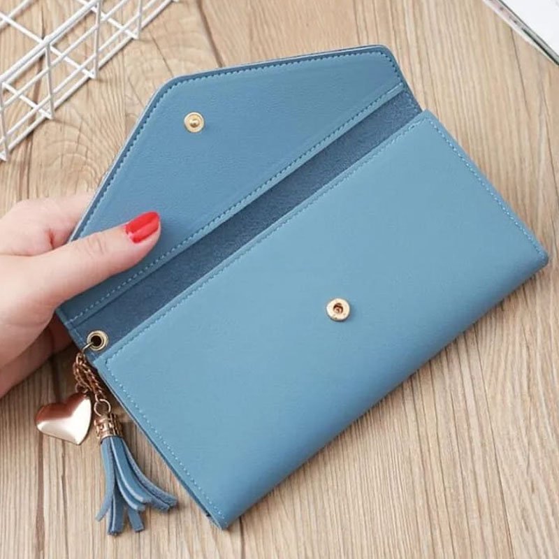 Grey Envelope Clutch Wallet for Women with Tassel - Image 8