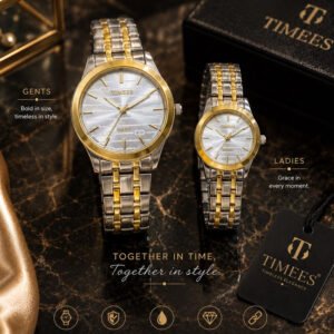 TIMEES Couple Watches for Men & Women – Premium Stainless Steel Quartz Watch Set