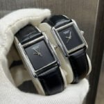 Rectangular Analog Watch – Black Dial Silver-Tone Classic Wrist Watch