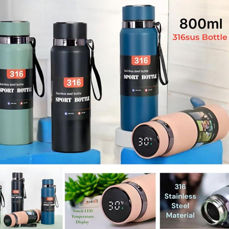 Temperature Display Water Bottle – 316 Stainless Steel Insulated Thermos Flask - Image 2