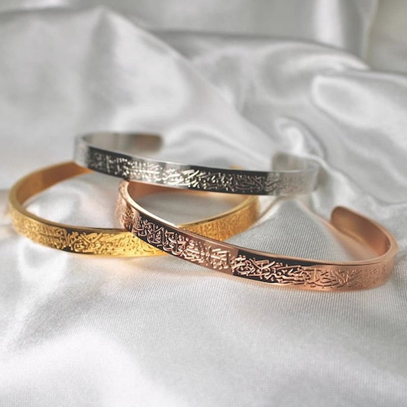 Engraved Cuff Bangles for Women in gold, rose gold and silver tones