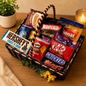 Chocolate Snack Gift Basket with assorted chocolates and snacks