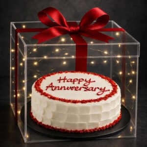 Special Occasion Cake with red ribbon gift box decoration