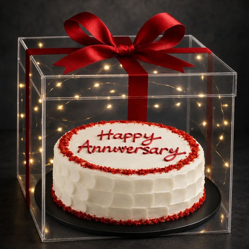 Special Occasion Cake with red ribbon gift box decoration