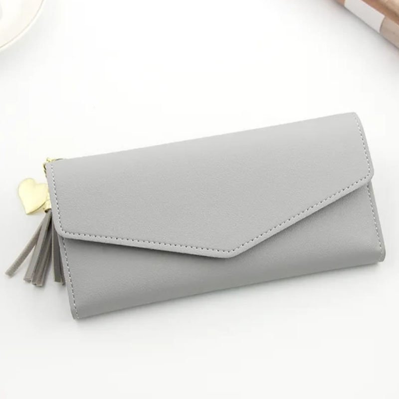 Grey Envelope Clutch Wallet for Women with Tassel - Image 2