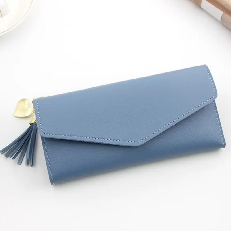 Grey Envelope Clutch Wallet for Women with Tassel - Image 3