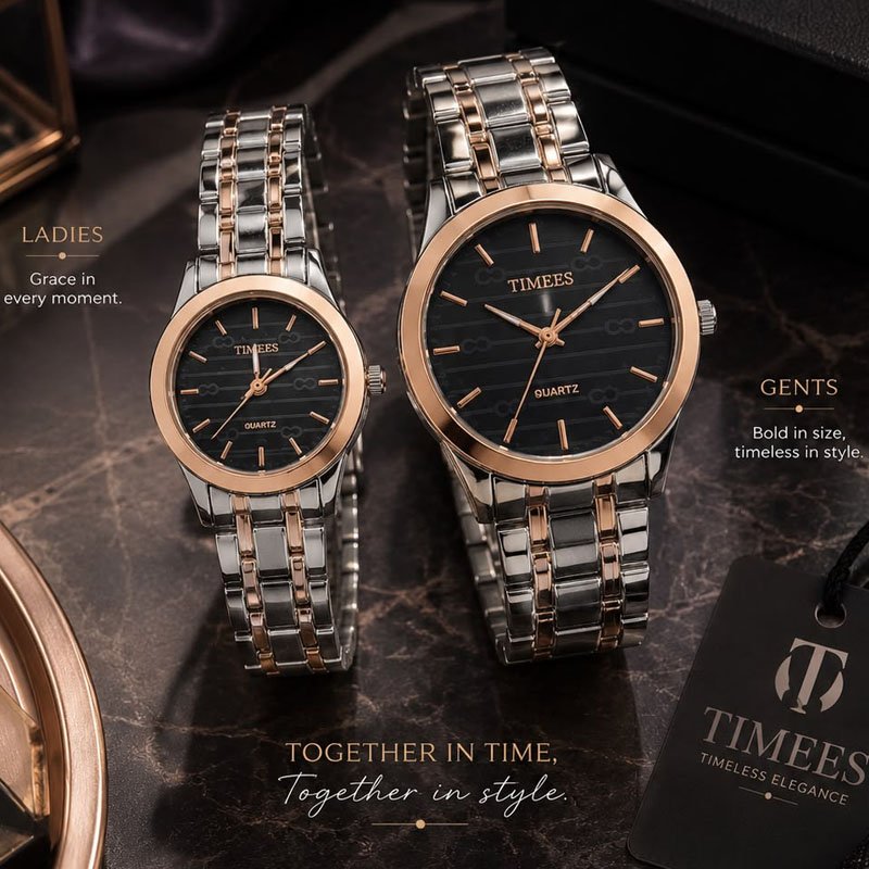 TIMEES Couple Watches for Men & Women – Premium Stainless Steel Quartz Watch Set - Image 6