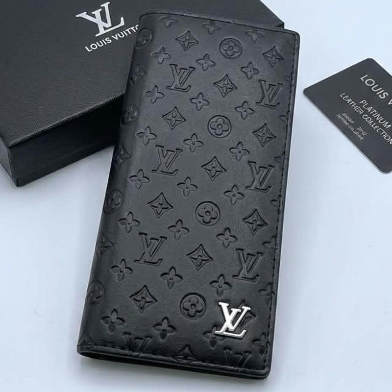 Black Monogram Long Wallet for Men