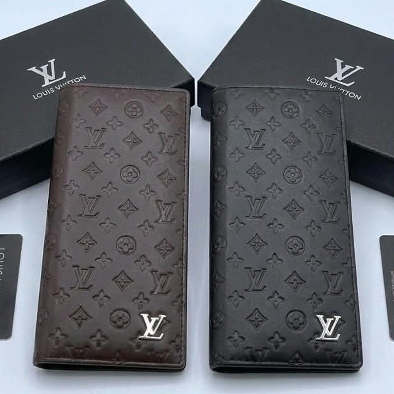 Louis Vuitton Style Black Monogram Long Wallet for Men – Premium Embossed Leather Wallet - Image 6