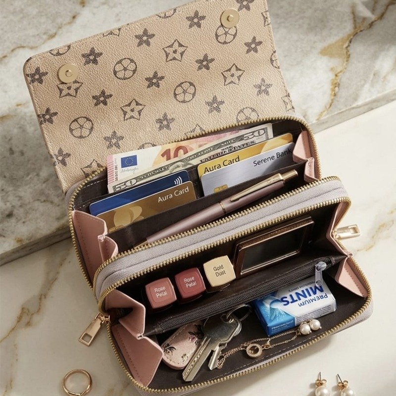 Women Long Wallet – Printed Clutch Purse with Stylish Flap Design - Image 7