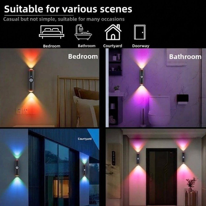 3-Color Motion Sensor LED Wall Light – Energy-Saving Indoor Night Lamp - Image 5