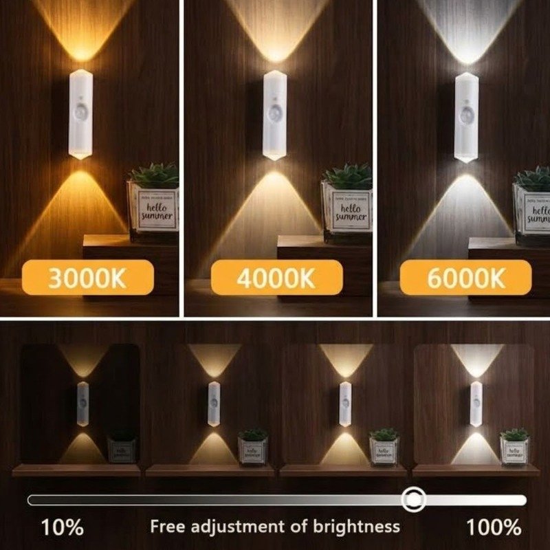 3-Color Motion Sensor LED Wall Light – Energy-Saving Indoor Night Lamp - Image 6