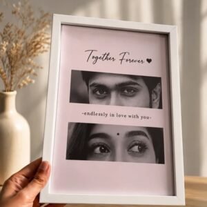Personalized couple photo frame with romantic love design for anniversary and wedding gift