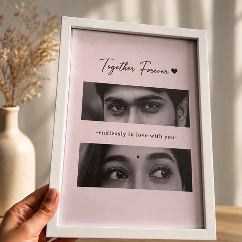 Personalized couple photo frame with romantic love design for anniversary and wedding gift