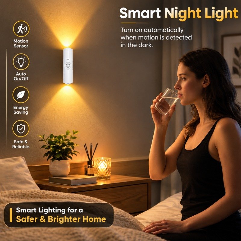 3-Color Motion Sensor LED Wall Light – Energy-Saving Indoor Night Lamp - Image 4