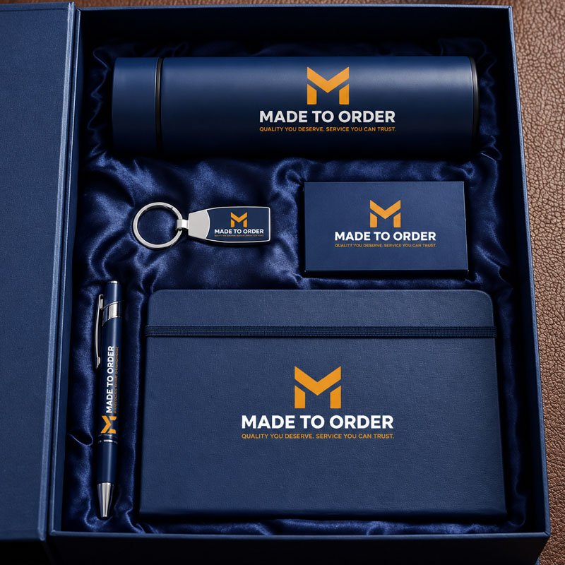 Premium Corporate Gift Set with Notebook Pen Bottle and Keychain