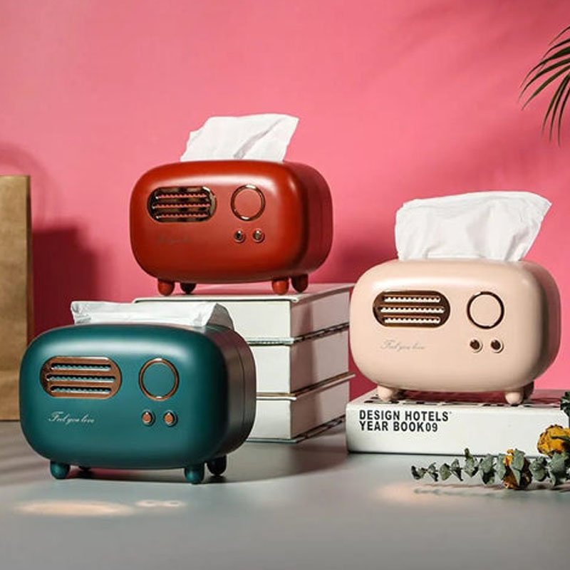Modern tissue box holder with stylish retro design for home and office decor