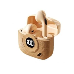 Superior Bass Non-Stop wireless earbuds with brown charging case and green retail packaging