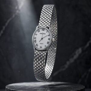 Luxury Women's Quartz Watch with Stainless Steel Mesh Strap and Elegant Dial