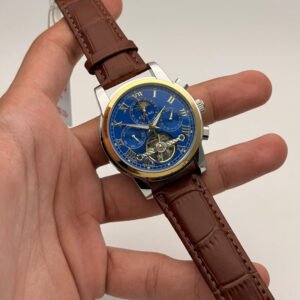 Luxury automatic watch for men with leather strap