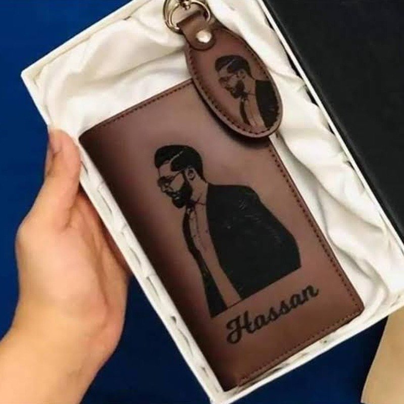 Custom Photo Long Wallet – Personalized Men's Leather Wallet & Keychain - Image 2