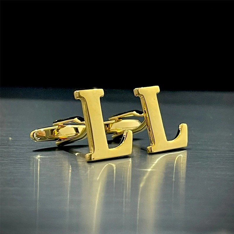 Personalized letter cufflinks with custom gold initial design