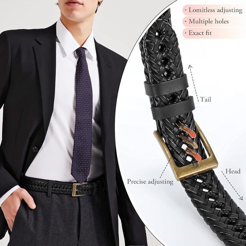 Leather Belt For Men | Stylish Premium Woven Fashion Belt - Image 6