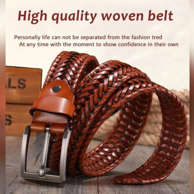 Leather Belt For Men | Stylish Premium Woven Fashion Belt - Image 3