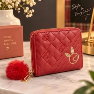 Stylish quilted women wallet purse with zipper closure in multiple colors