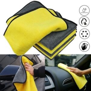 Yellow and grey microfiber cleaning cloth for car wash and polishing