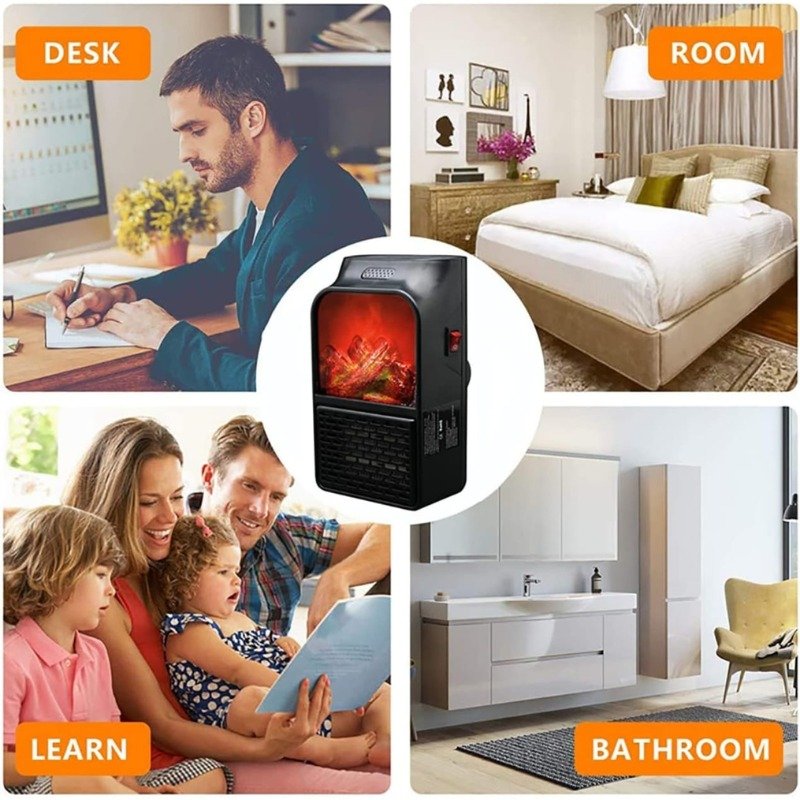 Portable Flame Heater | Mini Electric Fireplace Heater for Home & Office - Image 2