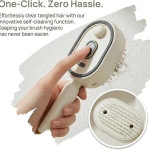 Self cleaning hair brush with one click hair removal function and detangling bristles