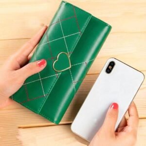 Women's Long Wallet | Stylish Leather Purse with Heart Design