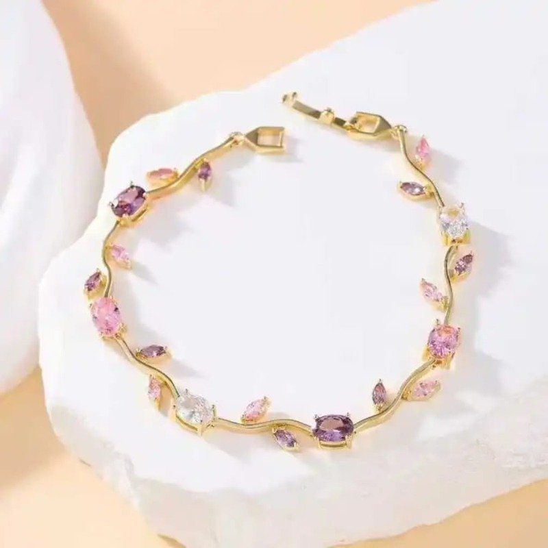 Gold Crystal Bracelet for Women | Elegant Fashion Jewelry - Image 2