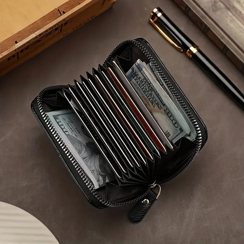 Leather Mini Wallet for Men & Women | Compact Zip Wallet - Image 2