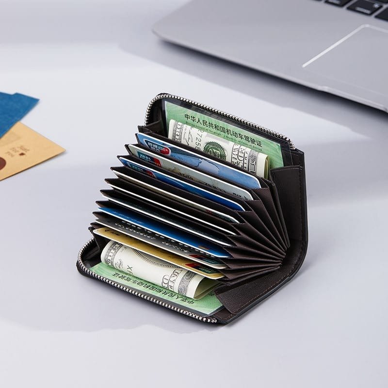 Leather Mini Wallet for Men & Women | Compact Zip Wallet - Image 6