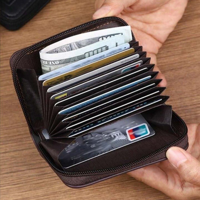 Leather Mini Wallet for Men & Women | Compact Zip Wallet - Image 4
