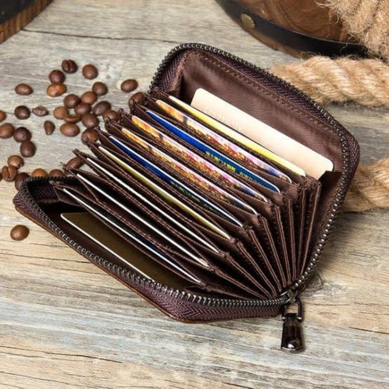 Leather Mini Wallet for Men & Women | Compact Zip Wallet - Image 3