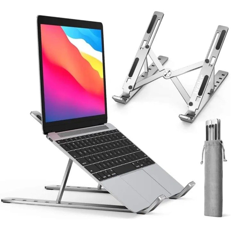 Foldable adjustable aluminum laptop stand with ergonomic design